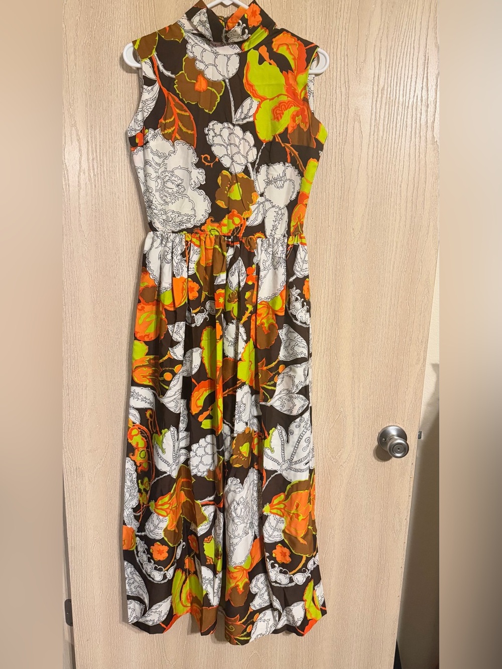 Vintage John Meyer of Norwich Floral Maxi Dress Size 10 1960s 70s Mod